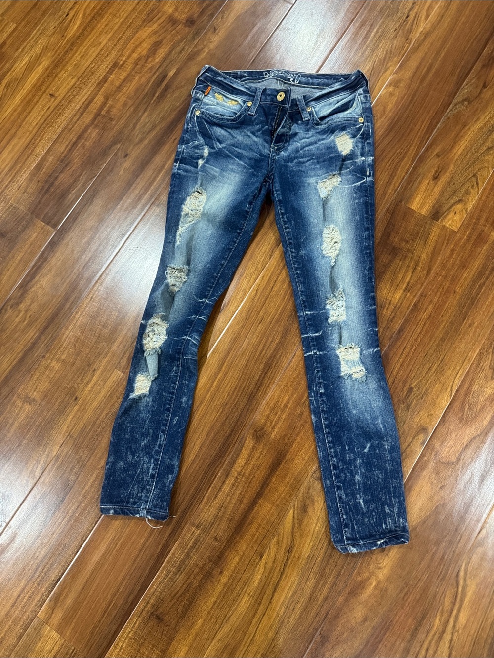 Robin's Jean Distressed Dark Blue Skinny Jeans